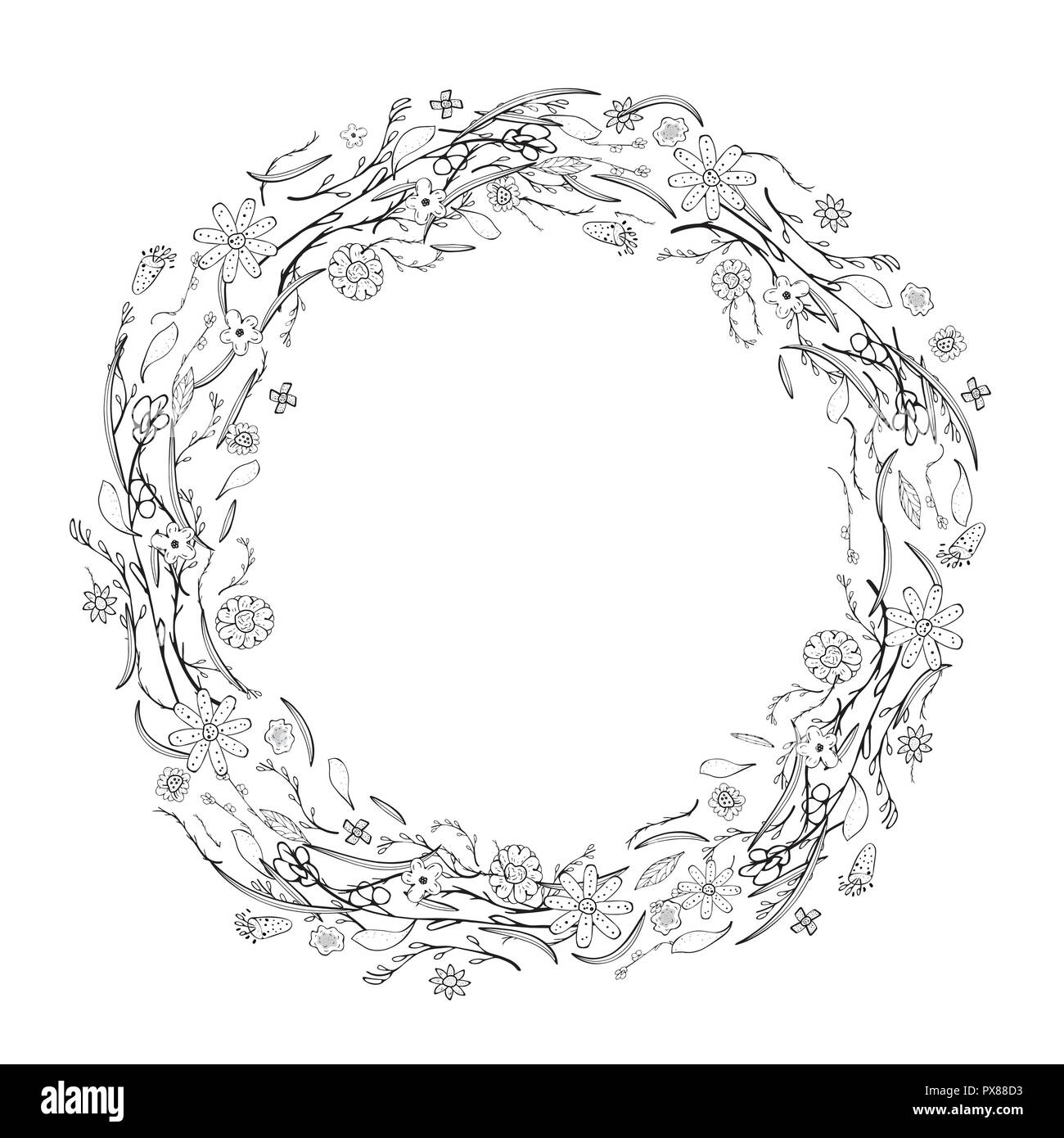 Download Floral Wreath Coloring Page High Resolution Stock Photography and Images - Alamy