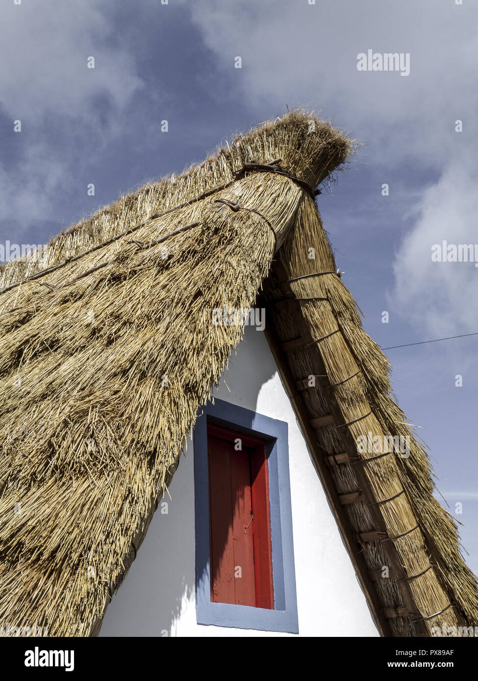 Casas de Colmo, traditional house with thatched roof, Madeira, Portugal, Santana Stock Photo