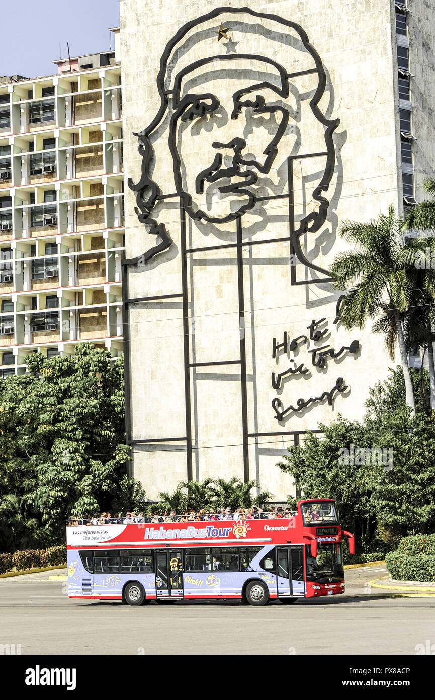 Cuba, Havana, Plaza de la Revolucion, Habana Bus Tour, Habana Stock Photo
