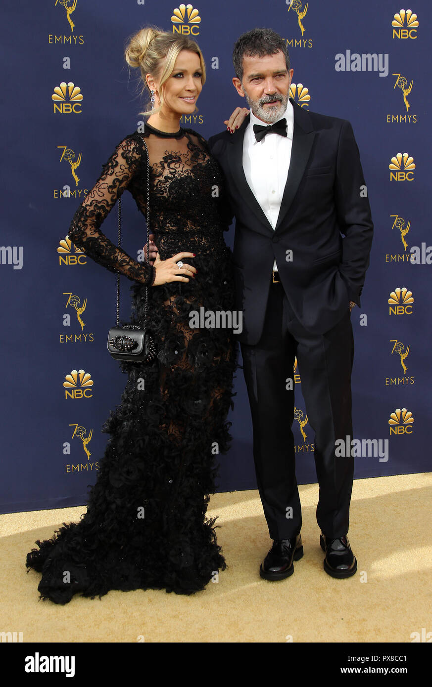 70th Emmy Awards (2018) Arrivals held at the Microsoft Theater in Los Angeles, California.  Featuring: Nicole Kimpel, Antonio Banderas Where: Los Angeles, California, United States When: 17 Sep 2018 Credit: Adriana M. Barraza/WENN.com Stock Photo
