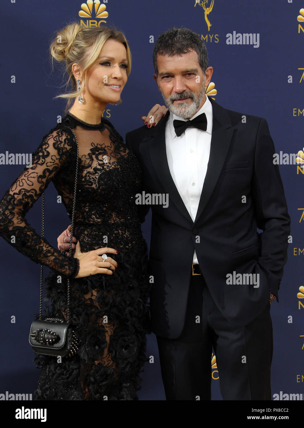 70th Emmy Awards (2018) Arrivals held at the Microsoft Theater in Los Angeles, California.  Featuring: Nicole Kimpel, Antonio Banderas Where: Los Angeles, California, United States When: 17 Sep 2018 Credit: Adriana M. Barraza/WENN.com Stock Photo