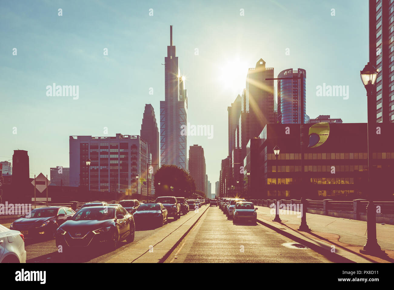 PHILADELPHIA - USA - SEPTEMBER 19, 2018: Sunrise time at city 