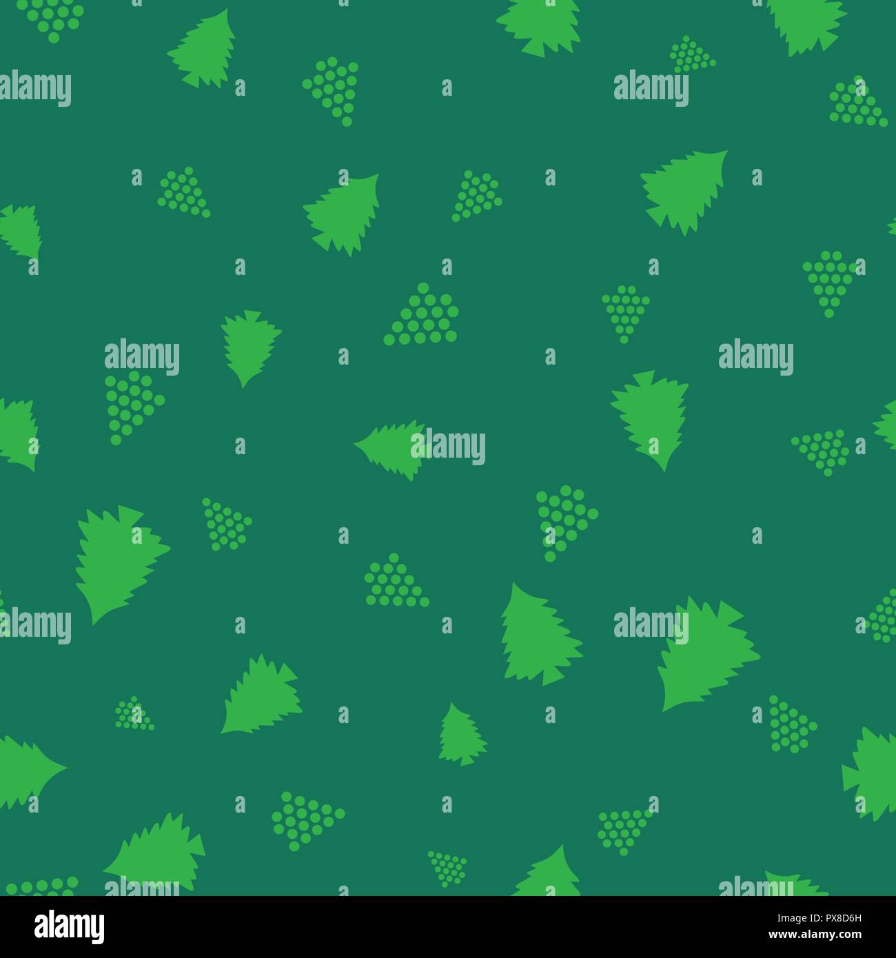 Green Christmas tree seamless pattern. Green background. Vector ...