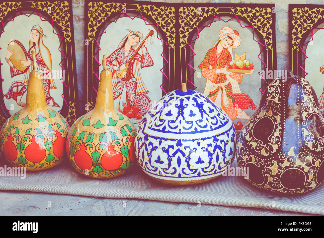 Traditional Uzbek souvenires in Uzbekistan, Central Asia Stock Photo