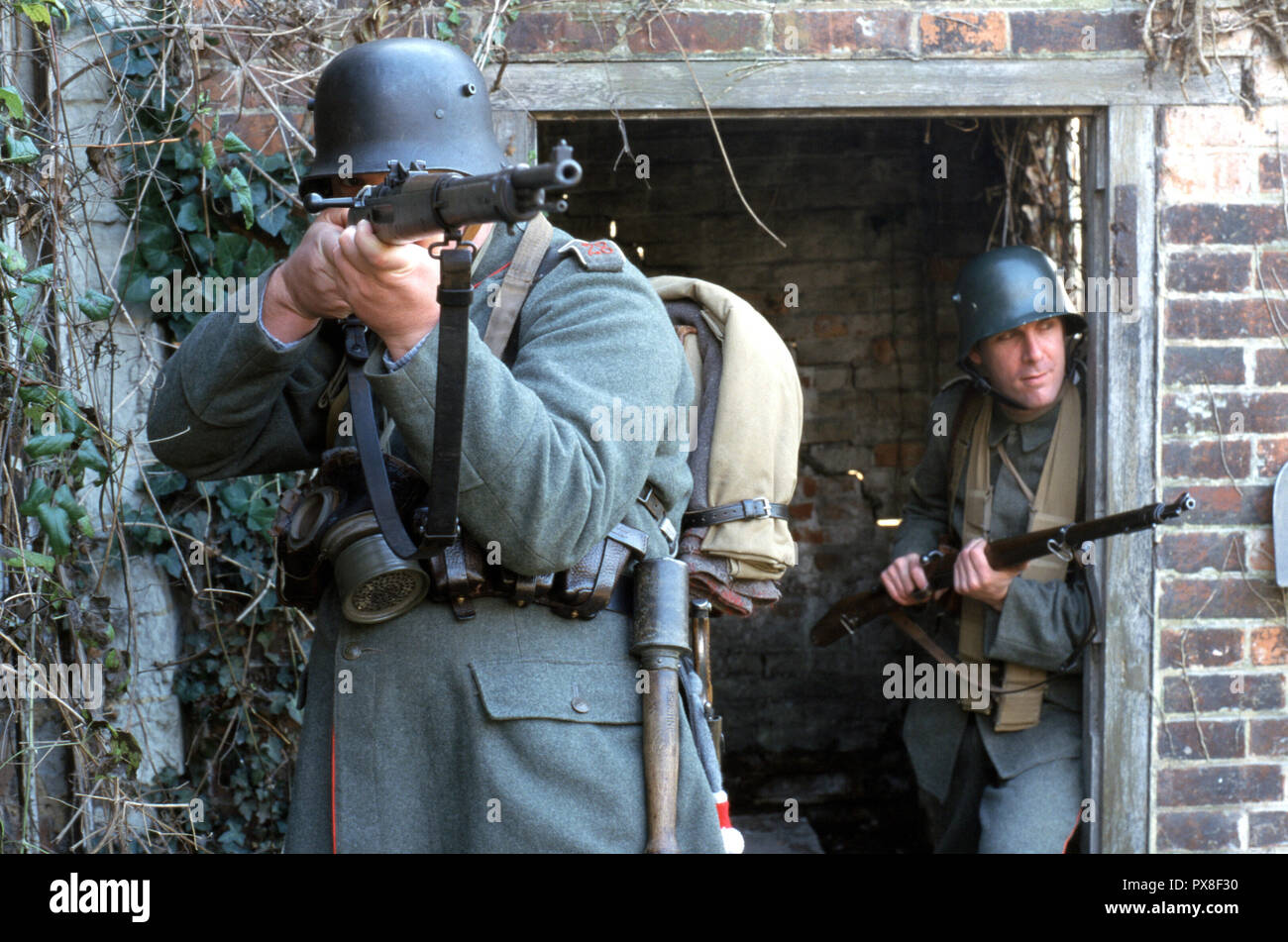 WW1 German Stormtroopers (Reenactors) Stock Photo