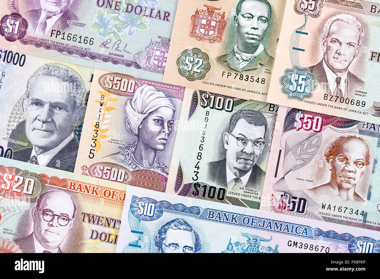 Jamaican money, a business background Stock Photo