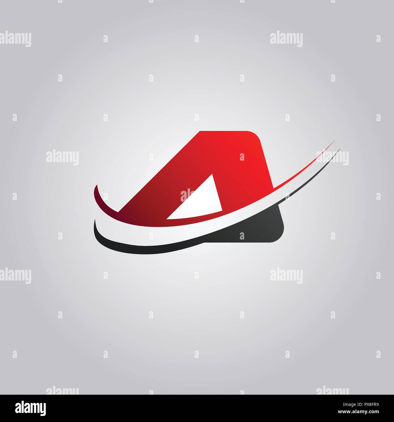 initial A Letter logo with swoosh colored red and black Stock Vector ...
