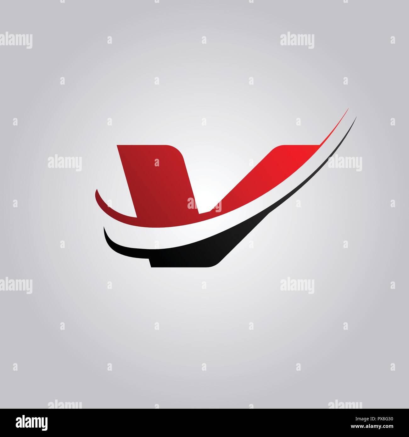 initial V Letter logo with swoosh colored red and black Stock Vector ...