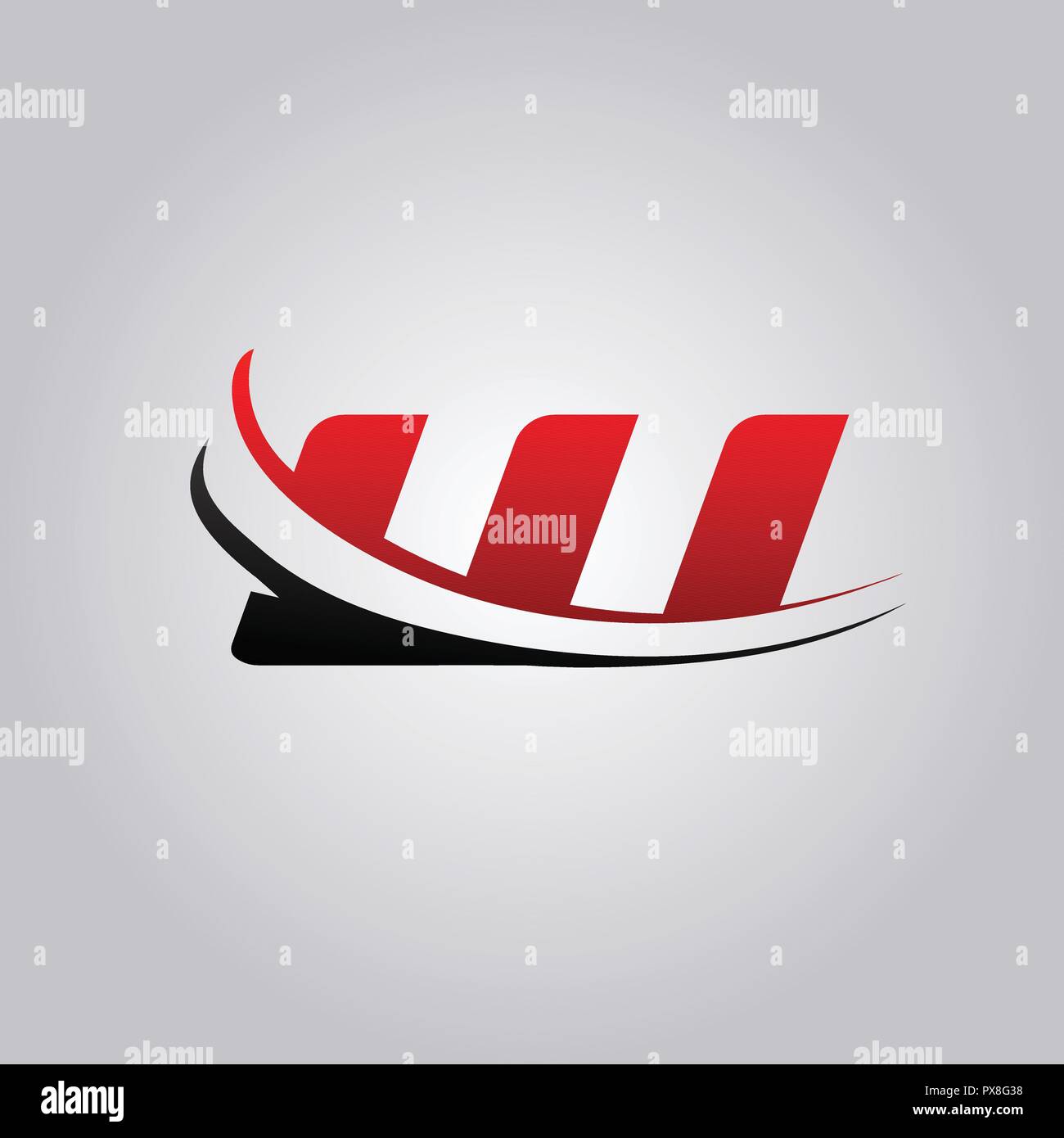 initial W Letter logo with swoosh colored red and black Stock Vector ...