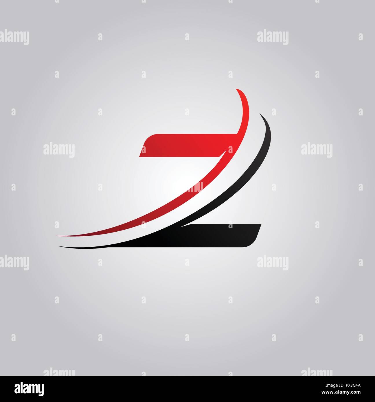 initial Z Letter logo with swoosh colored red and black Stock Vector ...