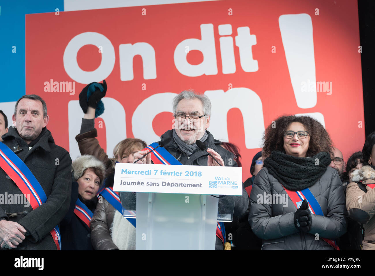 Créteil: Against the disappearance of the department of val-de-marne and its local public services Stock Photo