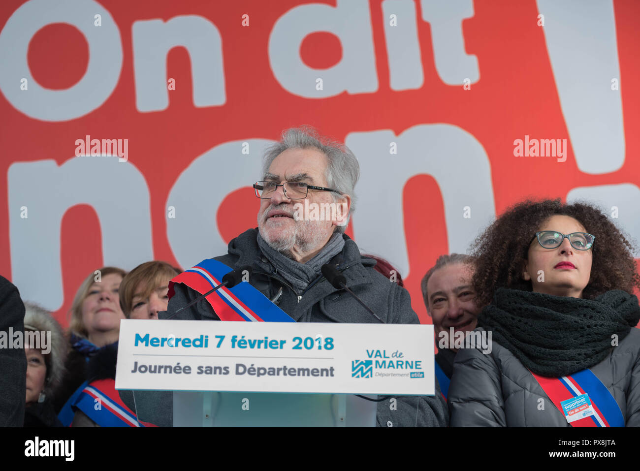 Créteil: Against the disappearance of the department of val-de-marne and its local public services Stock Photo