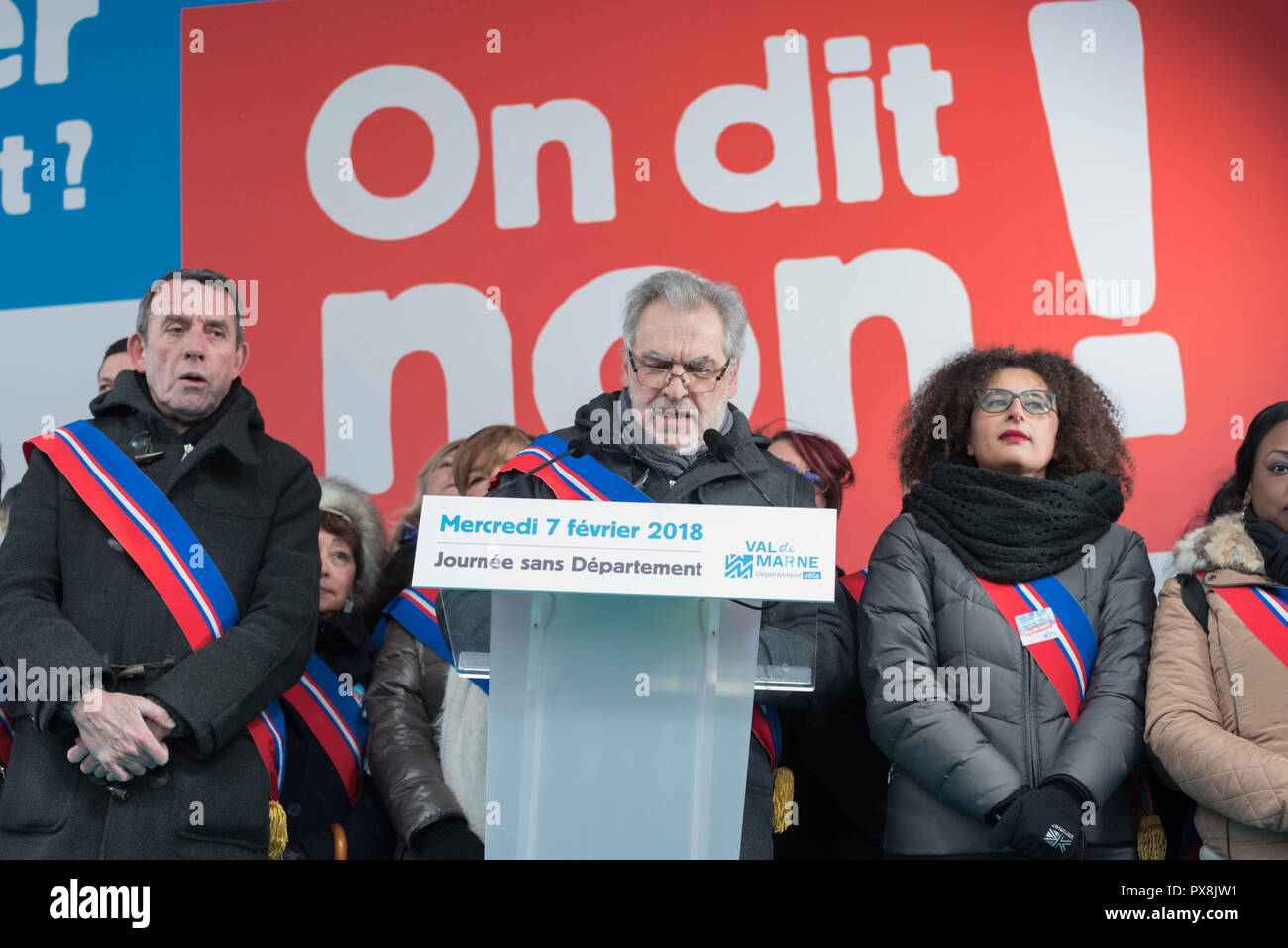 Créteil: Against the disappearance of the department of val-de-marne and its local public services Stock Photo