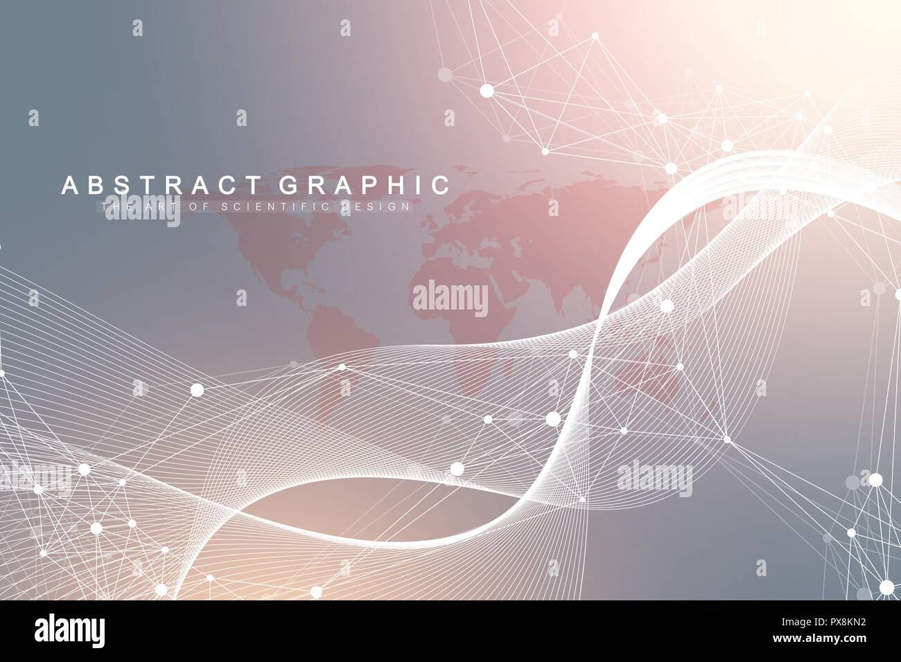 Big data visualization. Graphic abstract background communication. Perspective backdrop visualization. Analytical network visualization. Vector illustration. Stock Vector