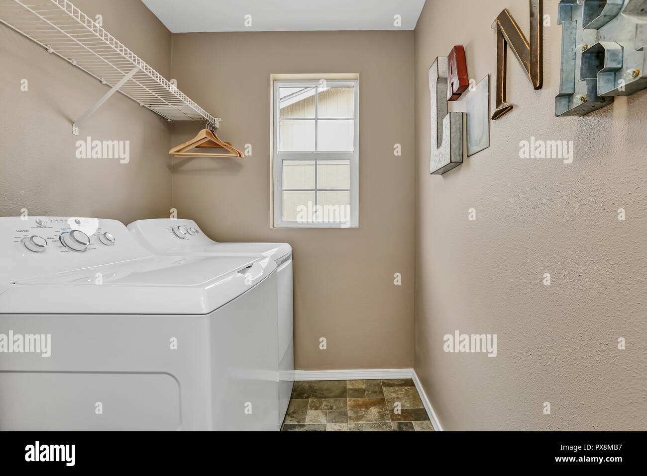 Narrow Laundry Room Interior Stock Photo 222697083 Alamy