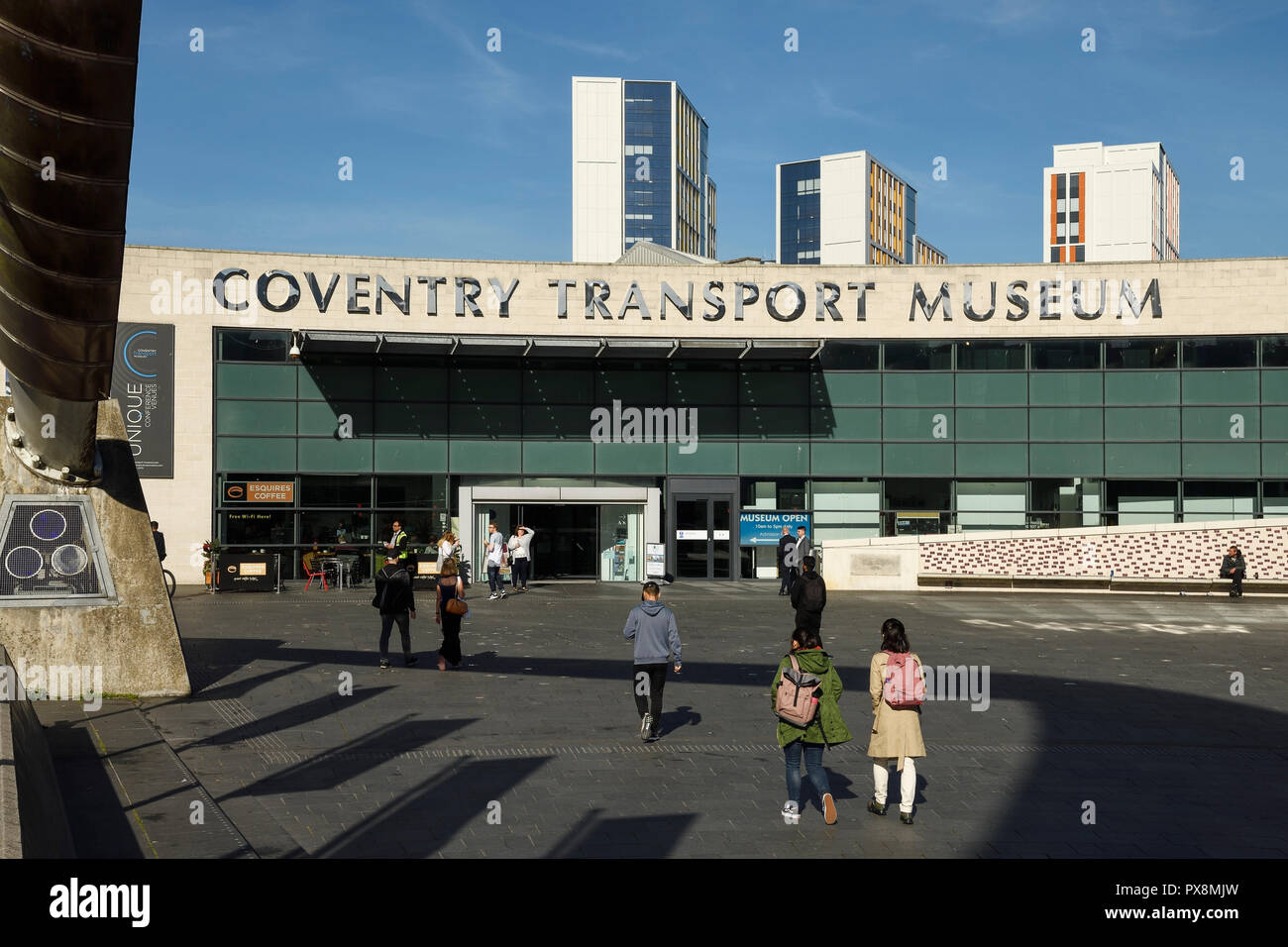 The entrance to Coventry Transport Museum in the city centre UK Stock Photo