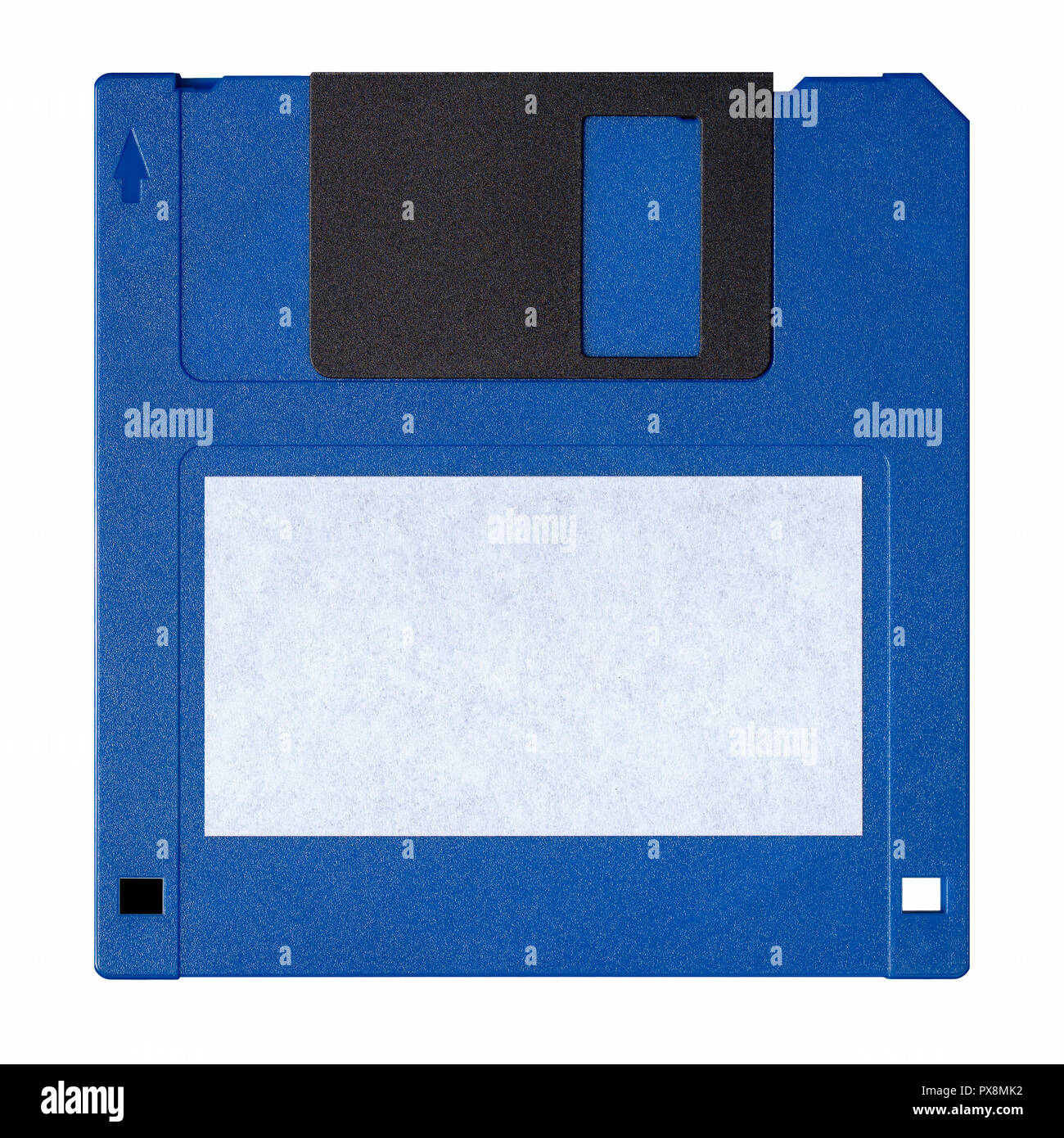 Standard blue floppy disk isolated on white background Stock Photo