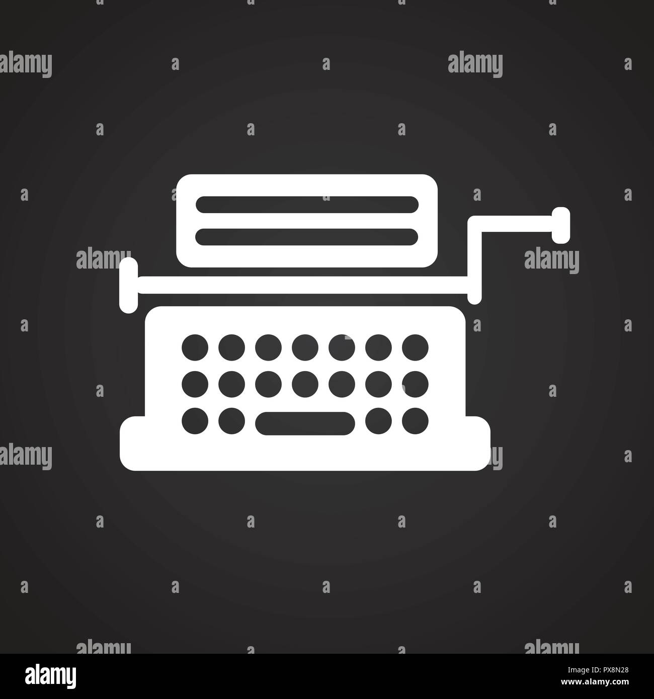 Office typing machine on black background Stock Vector
