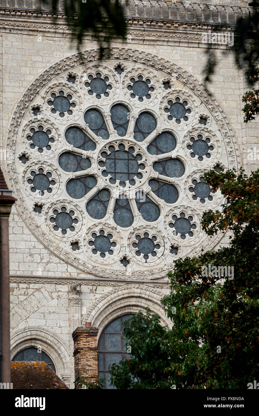 The Rose Window Of Chartres Cathedral De Notre Dame France