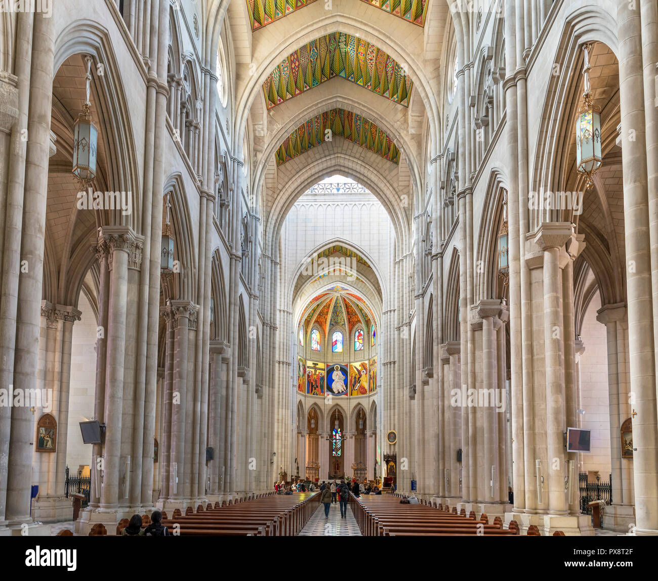 Interior of Madrid Cathedral (Catedral Nuestra Senora de la Almudena), Madrid, Spain. Stock Photo