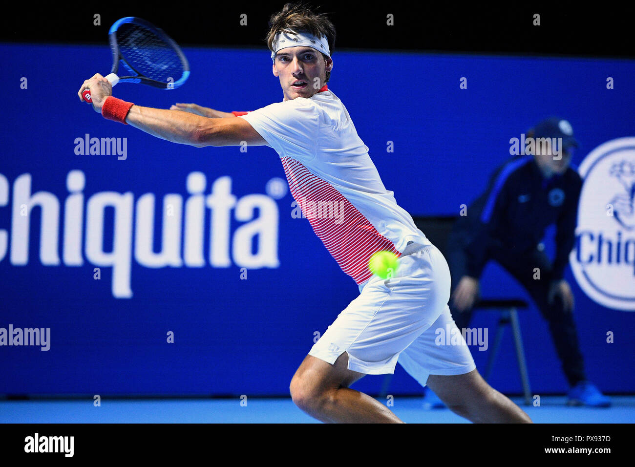 Marc-Andrea Huesler in action during a mens singles match at the 2022 US Open, Tuesday, Aug