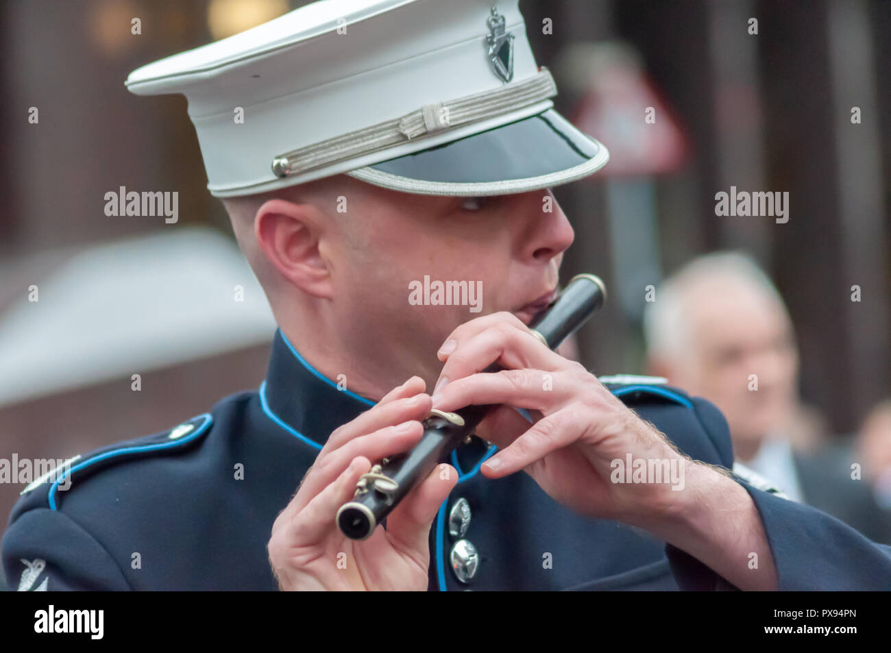 Glasgow, Scotland, UK. 20th October, 2018. Marchers taking part in the End of the Great War Centenary Memorial Parade through the streets of the city from Kelvingrove Park to Glasgow Green, organised by 36th (Ulster) Memorial Association. Credit: Skully/Alamy Live News Stock Photo