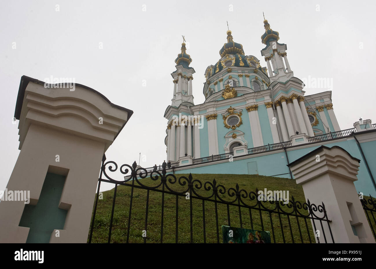 Kiev, Ukraine. 20th Oct, 2018. A view of the St. Andrew's Church in ceneter of Kiev, Ukraine, on 20 October 2018. On 18 October Ukrainian Parliament voted for handover the St. Andrew's Church for permanent use by the Ecumenical Patriarch of Constantinople. Credit: Serg Glovny/ZUMA Wire/Alamy Live News Stock Photo