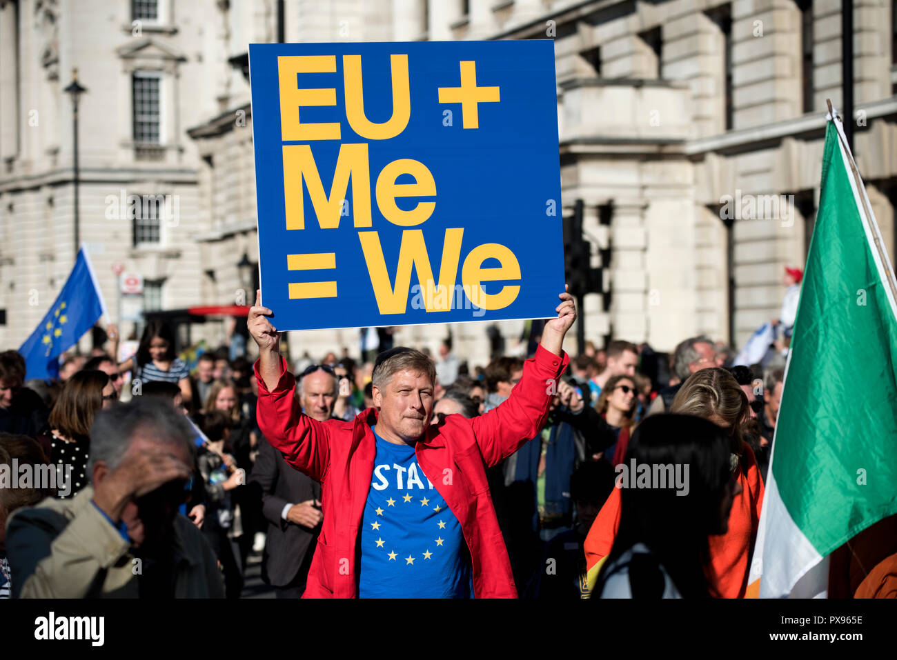 London, UK. 20th Oct, 2018. Anti Brexit Peoples March calling for a second referendum Vote on leaving the EU. London 20 Oct 2018 More than 670,000 anti brexit pro second referendum supporters marched through London and down Whitehall to protest outside the Houses of Parliament at Parliament Square in Westminster London England UK. Credit: BRIAN HARRIS/Alamy Live News Stock Photo