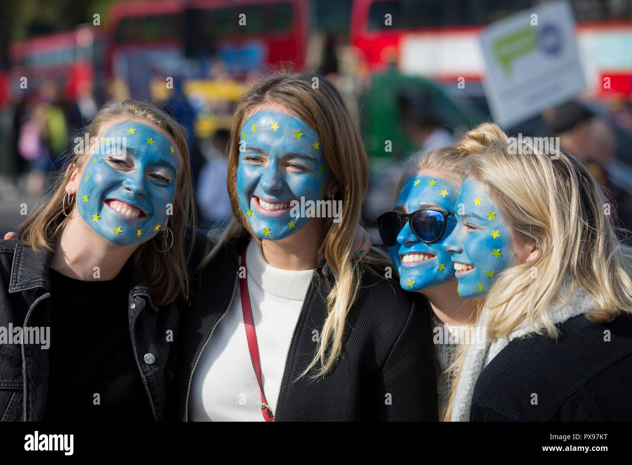 London, UK: 20th October 2018: The People’s Vote March For The Future. More than 100,000 people marched on Parliament to demand their democratic voice to be heard in a landmark demonstration billed as the most important protest of a generation. As the date of the UK’s Brexit from the European Union is ever closer, the protesters gathered in their tens of thousands to make political leaders take notice and to give the British public a vote on the final Brexit deal. Credit: Richard Baker / Alamy Live News. Stock Photo