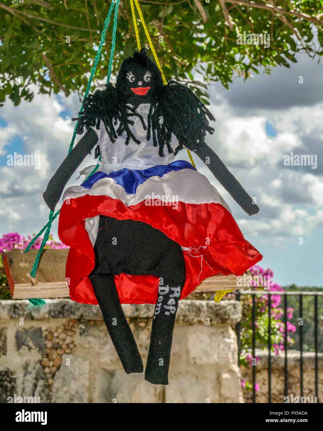 La Romana, Dominican Republic. 14th Jan, 2009. Dolls created by locals for  sale to tourists hang in a tree in Altos de ChavÃ³n, a re-creation of a  16th century Mediterranean style European