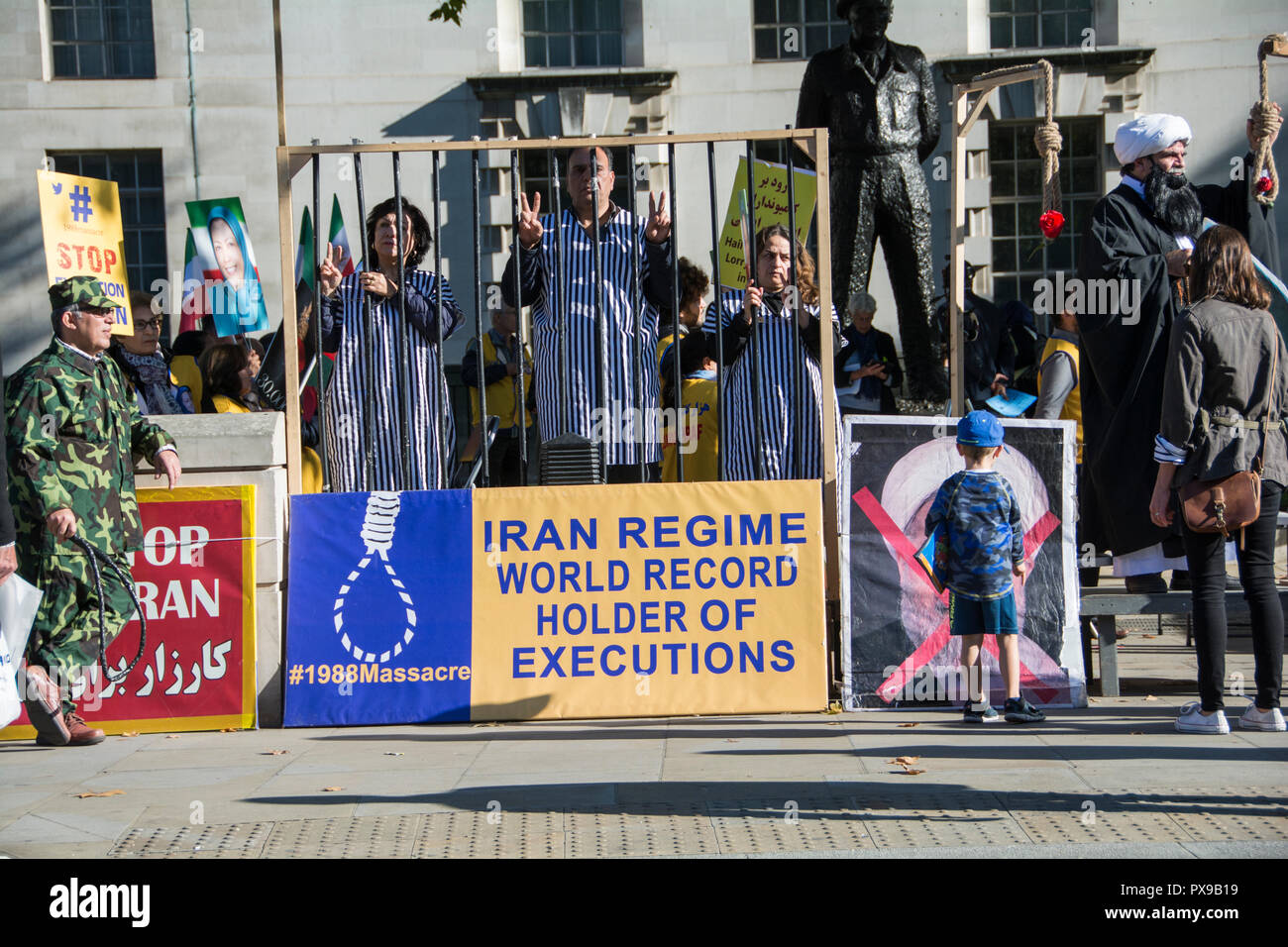 London, England, UK. 20 October, 2018.  Stop executions in Iran protest in Whitehall, London, UK © Jansos / Alamy Live News. Stock Photo