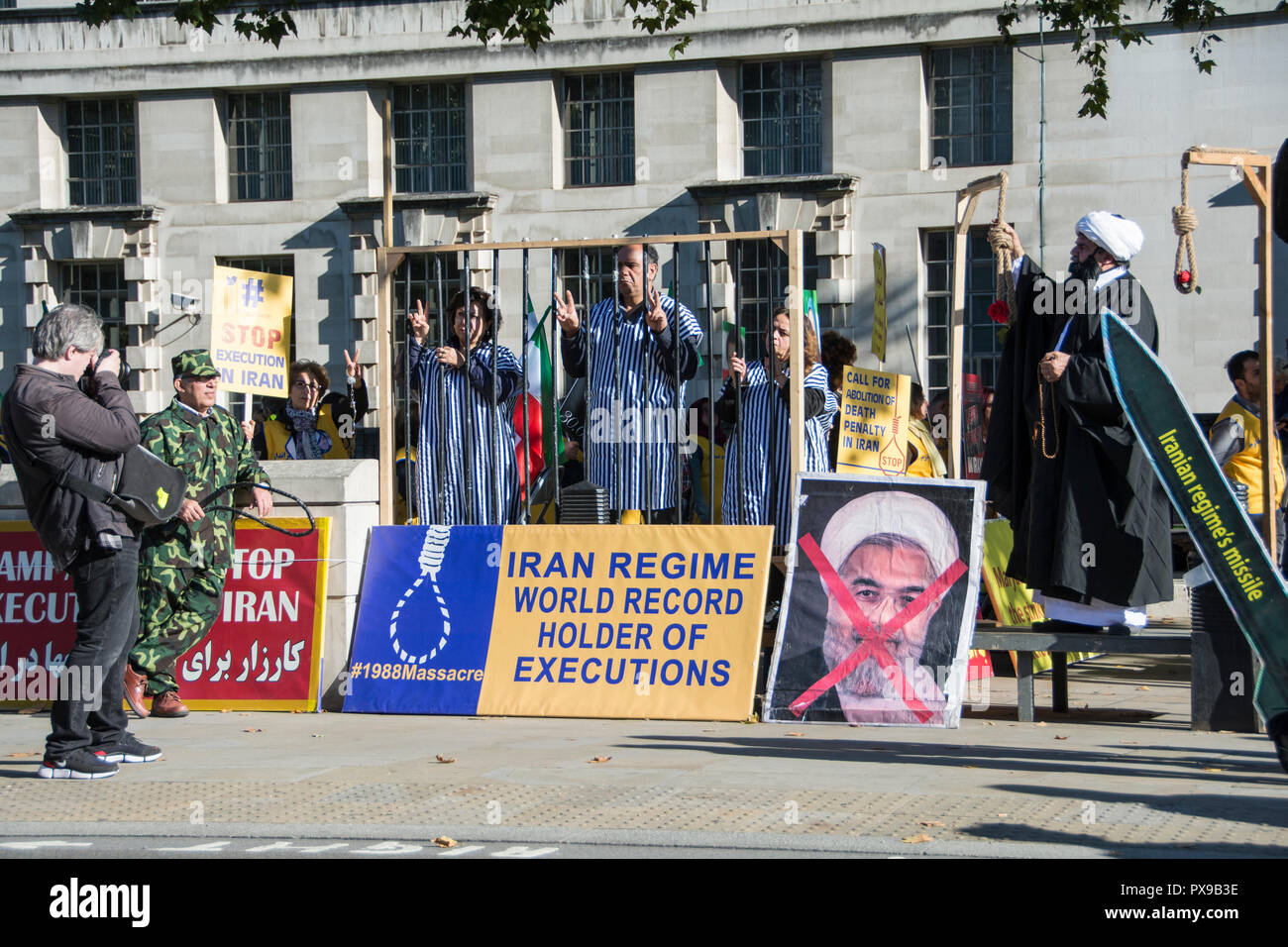 London, England, UK. 20 October 2018.  Stop executions in Iran protest in Whitehall, London, UK © Jansos / Alamy Live News. Stock Photo