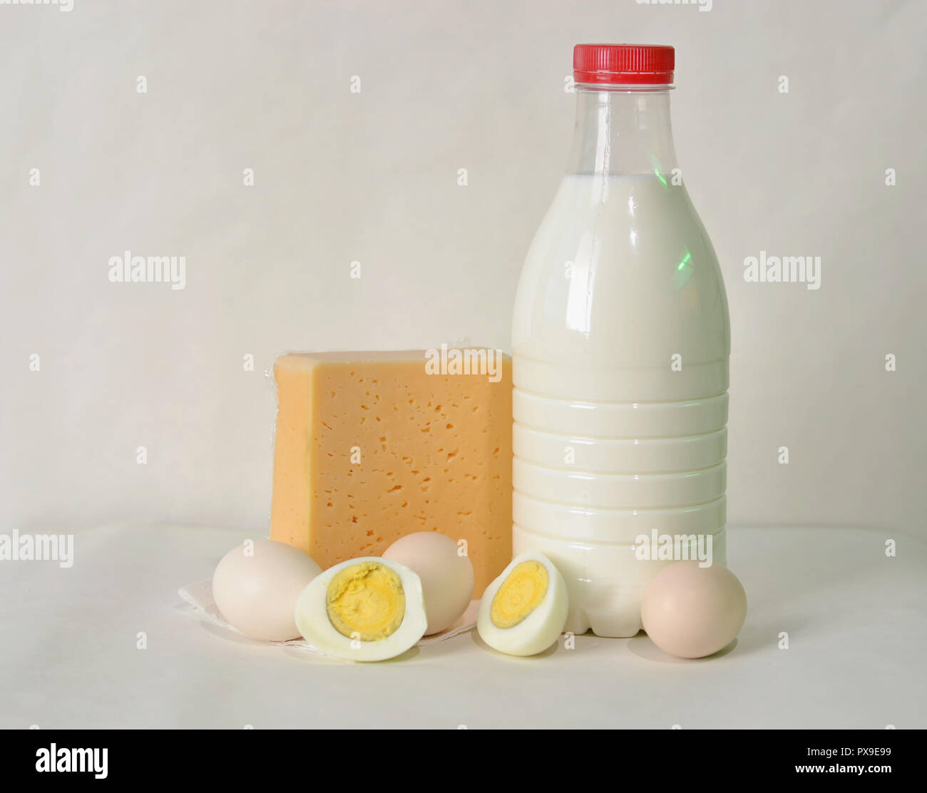 Milk, cheese and eggs. Food protein set Stock Photo Alamy
