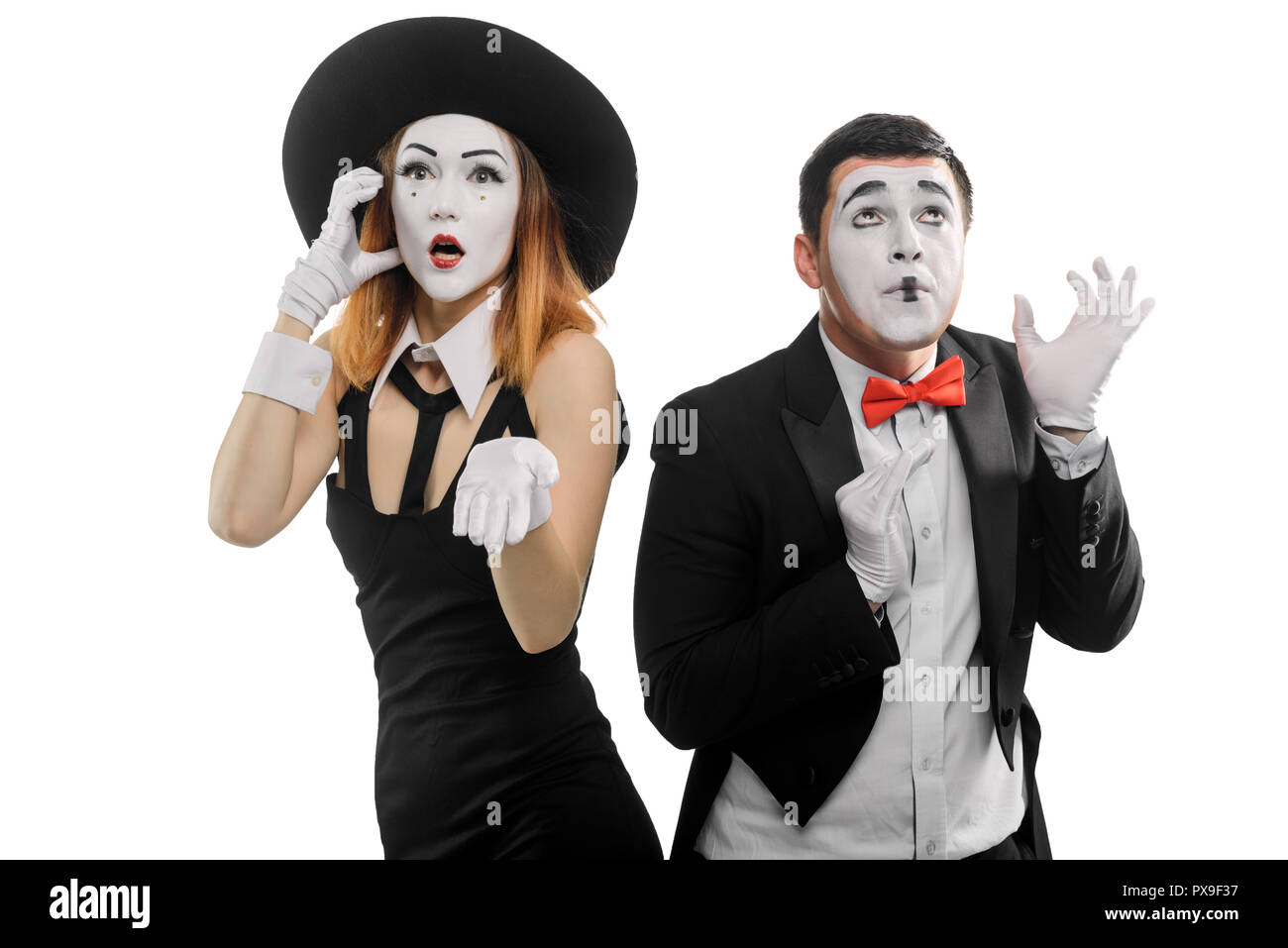 Mimes talking on the phone Stock Photo