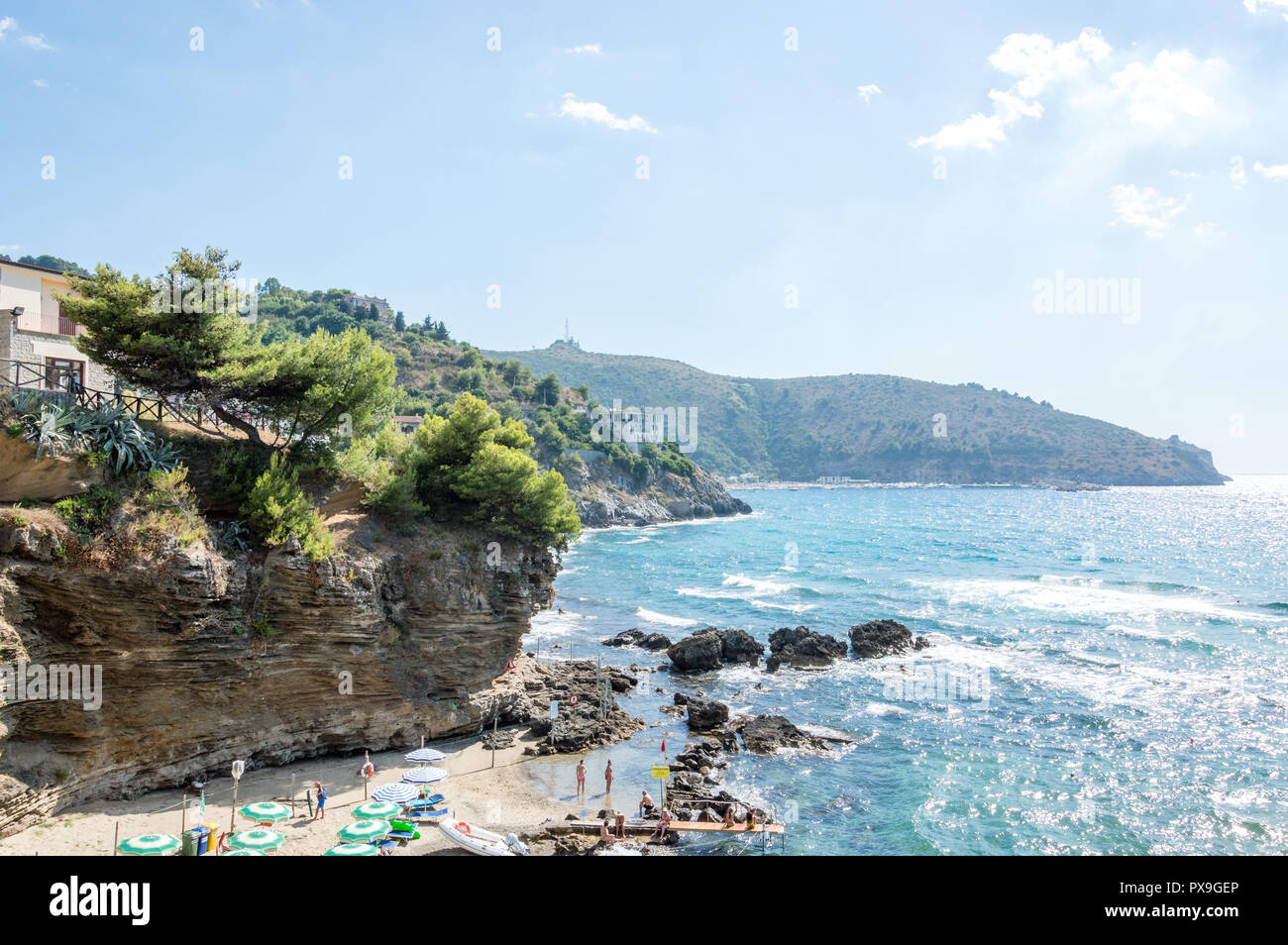 Seacoast of Palinuro with its wonderful crystal clear water sea and caves Stock Photo