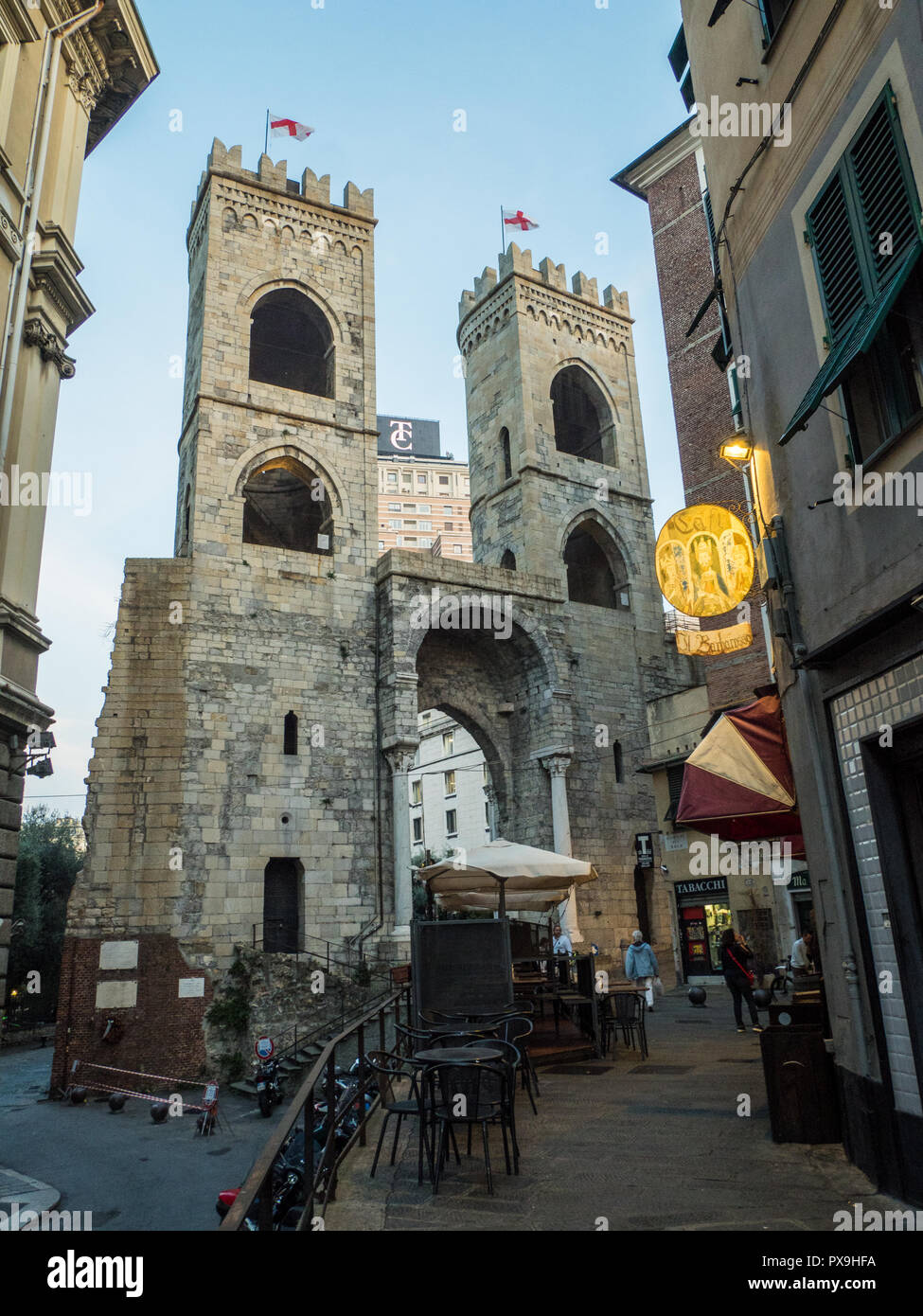 Medieval city gate 'Porta Soprana', Genoa, Liguria, Italy. Stock Photo