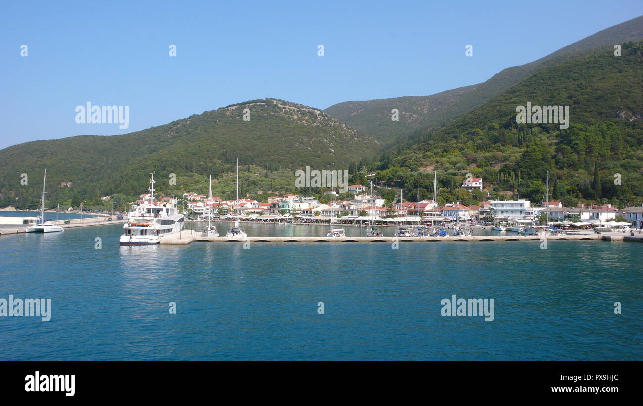 SAMI, KEFALONIA, GREECE - SEPTEMBER 8, 2012: Amazing view of town of ...