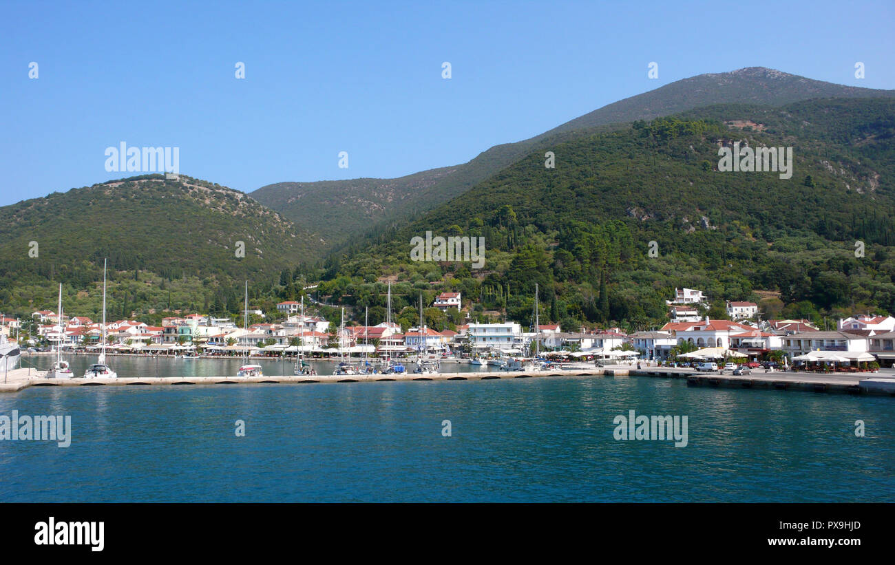 SAMI, KEFALONIA, GREECE - SEPTEMBER 8, 2012: Amazing view of town of ...