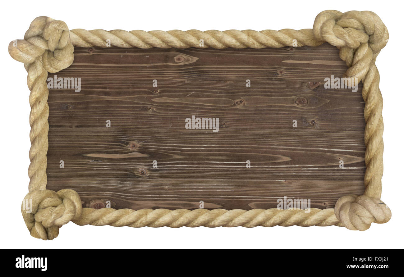 dark sign rope maritime wooden wood retro Stock Photo