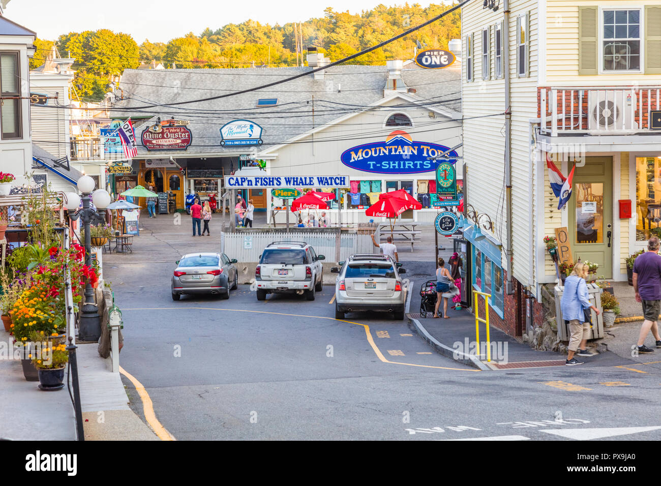 Downtown business center of Boothbay Harbor Maine in the United States  Stock Photo - Alamy