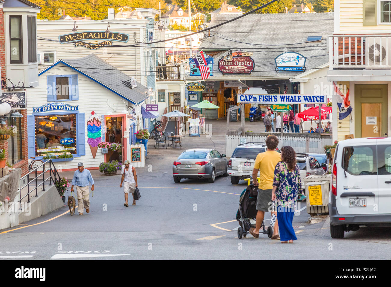 Downtown Boothbay Harbor, Maine on a summer day, USA Stock Photo - Alamy