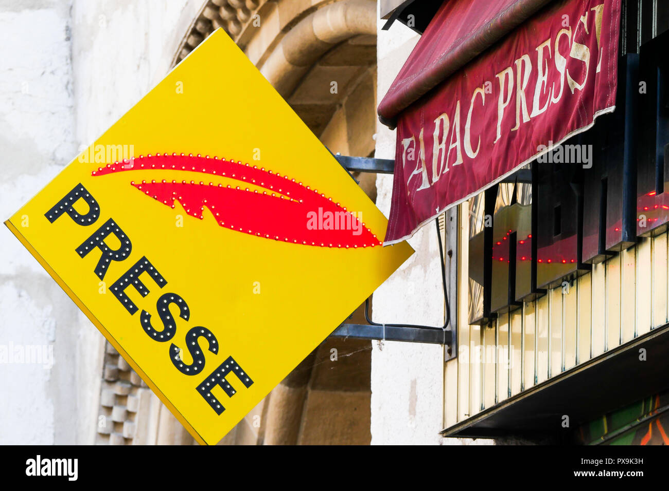 Newspapers and tobacco shop, Lyon, France Stock Photo Alamy