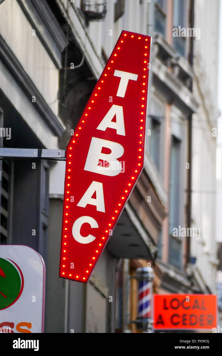 Tobacco shop sign, Lyon, France Stock Photo Alamy