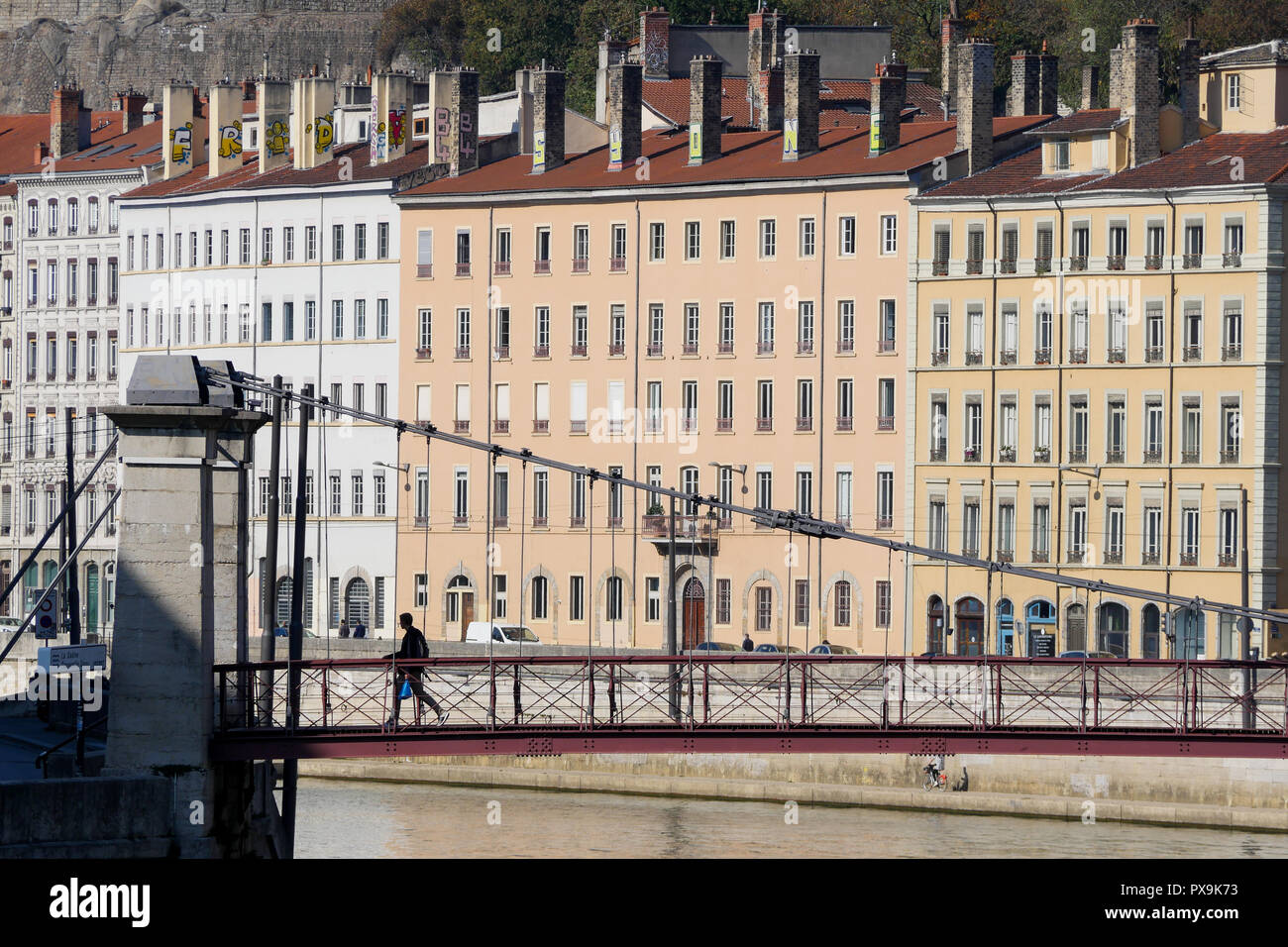 Saone river quays, Lyon, France Stock Photo