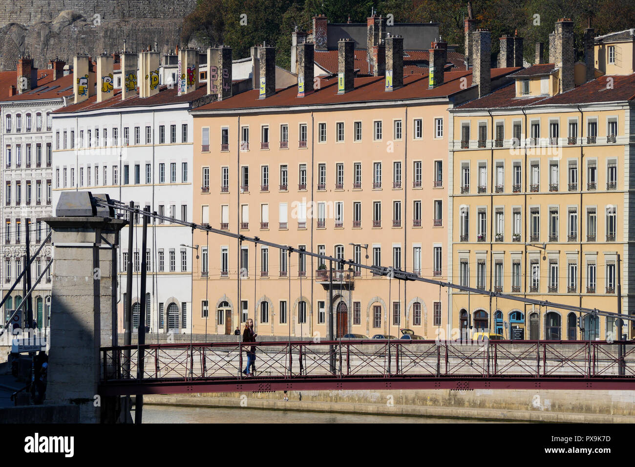 Saone river quays, Lyon, France Stock Photo