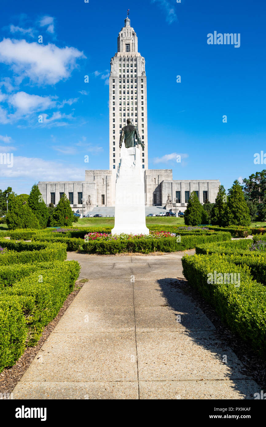 The capitol building and grounds of Louisana in Baton Rouge. The tallest capitol building in the US. The Hon. Huey P Long Stock Photo