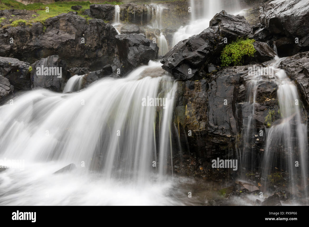 Slow shutter speed image of the waterfall Barnafoss on the southeast coast of Iceland. Stock Photo