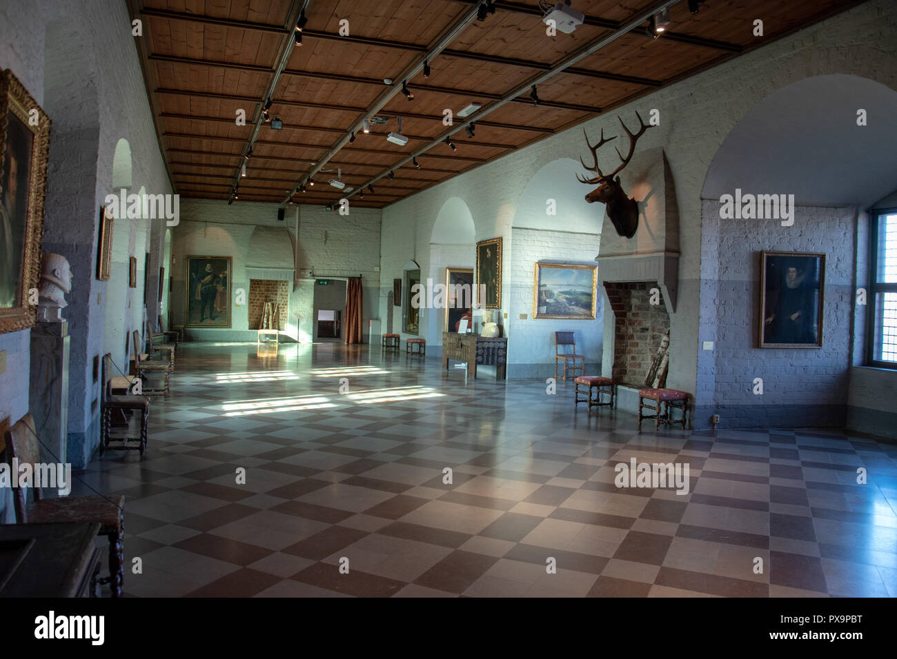 Great Hall of Malmo Castle built in 1530s by King Christian III of Denmark. It is Scandinavia's oldest surviving Renaissance castle. Stock Photo