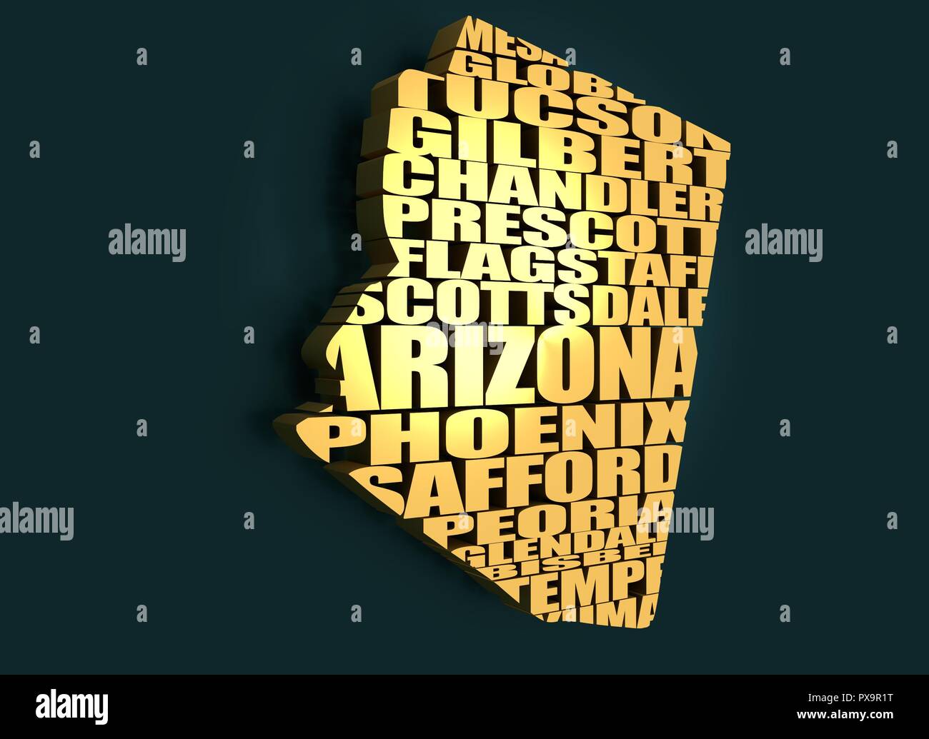 Word cloud map of Arizona state Stock Photo - Alamy