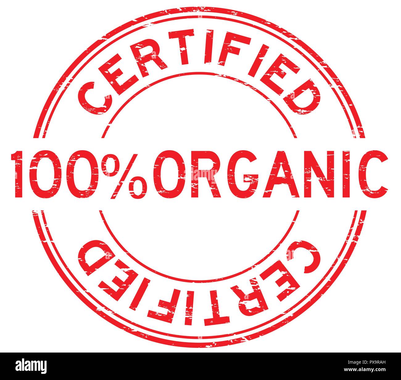 Grunge red 100 % organic certified round rubber stamp Stock Vector ...